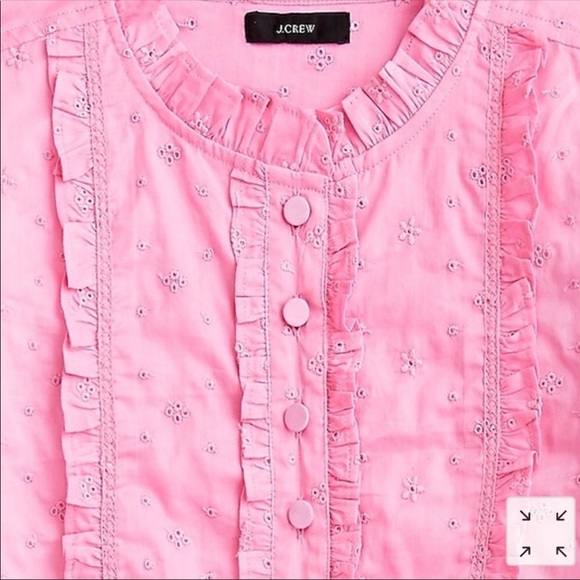 J Crew Pink Ruffle Floral Eyelet Larkspur Pink XXS - Picture 4 of 13